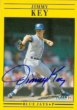 104236 Jimmy Key Autographed Baseball Card Toronto Blue Jays 1991 Fleer No. 178