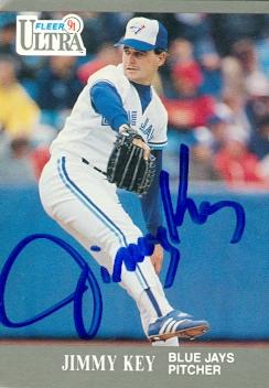 104247 Jimmy Key Autographed Baseball Card Toronto Blue Jays 1991 Fleer Ultra No. 364