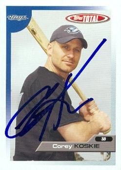 104253 Corey Koskie Autographed Baseball Card Toronto Blue Jays 2005 Topps Total No. 553