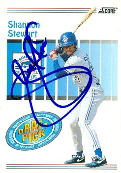 104268 Shannon Stewart Autographed Baseball Card Toronto Blue Jays 1993 Score Draft Pick No. 494 Rookie