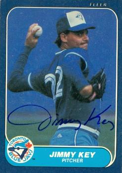 104270 Jimmy Key Autographed Baseball Card Toronto Blue Jays 1986 Fleer No. 63