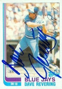 104335 Dave Revering Autographed Baseball Card Toronto Blue Jays 1982 Topps Traded No. 97T
