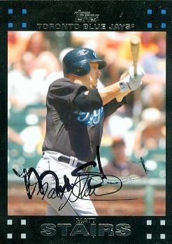 104338 Matt Stairs Autographed Baseball Card Toronto Blue Jays 2007 Topps No. 119