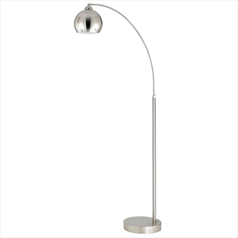 100 W Arc Floor Lamp With Metal Shade, Brushed Steel Finish