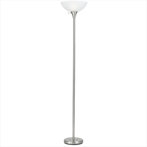 150 W 3 Way Metal Torchiere Floor Lamp With Glass Shade