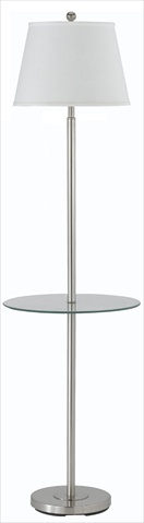 150 W 3 Way Andros Floor Lamp With Glass Tray, Brushed Steel Finish