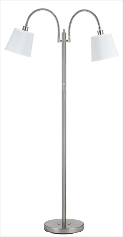 40 W X 2 Gail Metal Lamp With Goose Neck, Brushed Steel Finish