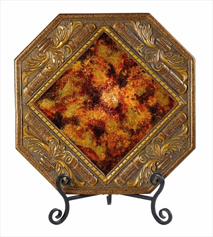 Ta-202pt 25w Lighted Plate With Painted Glass, Anitque Bronze
