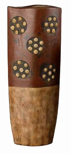 Roseville Tribal Ceramic Vase With Spiral Shell Accents, Extra Large