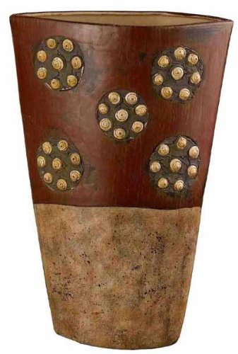 Roseville Tribal Ceramic Vase With Spiral Shell Accents, Extra Medium