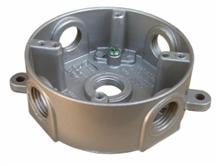 4 In. Round Weatherproof Boxes - Five Holes 0.7 5 In. Gray