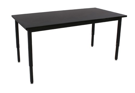 24 In. X 4 8 In. Fully Welded Lobo Table, Black Frame And Adjustable Legs, 1.25 In. Chemres Laminate With Black Lotz Armor Edge Top