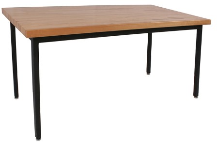 Lob9099-adj 42 In. X 6 0 In. Fully Welded Lobo Table, Black Frame And Adjustable Legs, 1.7 5 In. Hardwood Top Top Ships As 2 Pieces