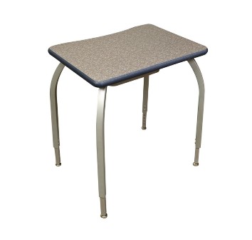 Elo Furniture Series Elo 24 X 36 Rectangle Desk, 4 Adjustable Smooth Silver Legs, Black Beveled Lotz Armor Edge, Grey Nebula Laminate Top