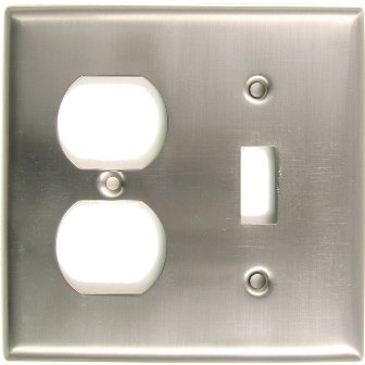 Satin Nickel Double Switch And Recap Switch Plate
