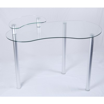 T1d-122 Clear Glass Corner Computer Desk With Monitor Stand