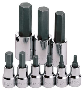 Sk Hand Tool 19733 9 Pc.0.38 In. And 0.5 In. Drive Fractional Hex Bit Socket Set