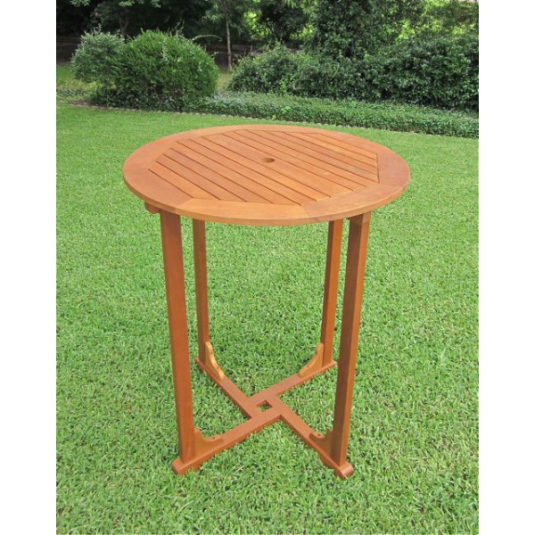 Royal Tahiti Outdoor Wood Bar Height Round Table