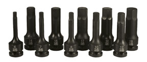 ATD Tools 10 Pc. 0.5 In. Drive Metric Impact Hex Driver Set
