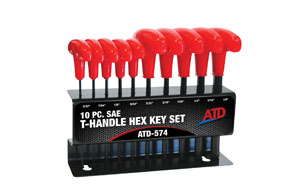 Atd Tools Atd-574 T-handle Hex Key Set, Sae, 10pc