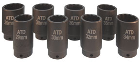 Atd Tools 8628 8pc. 0.5 In. Dr.12 - Point Fwd Axle Nut Socket Set