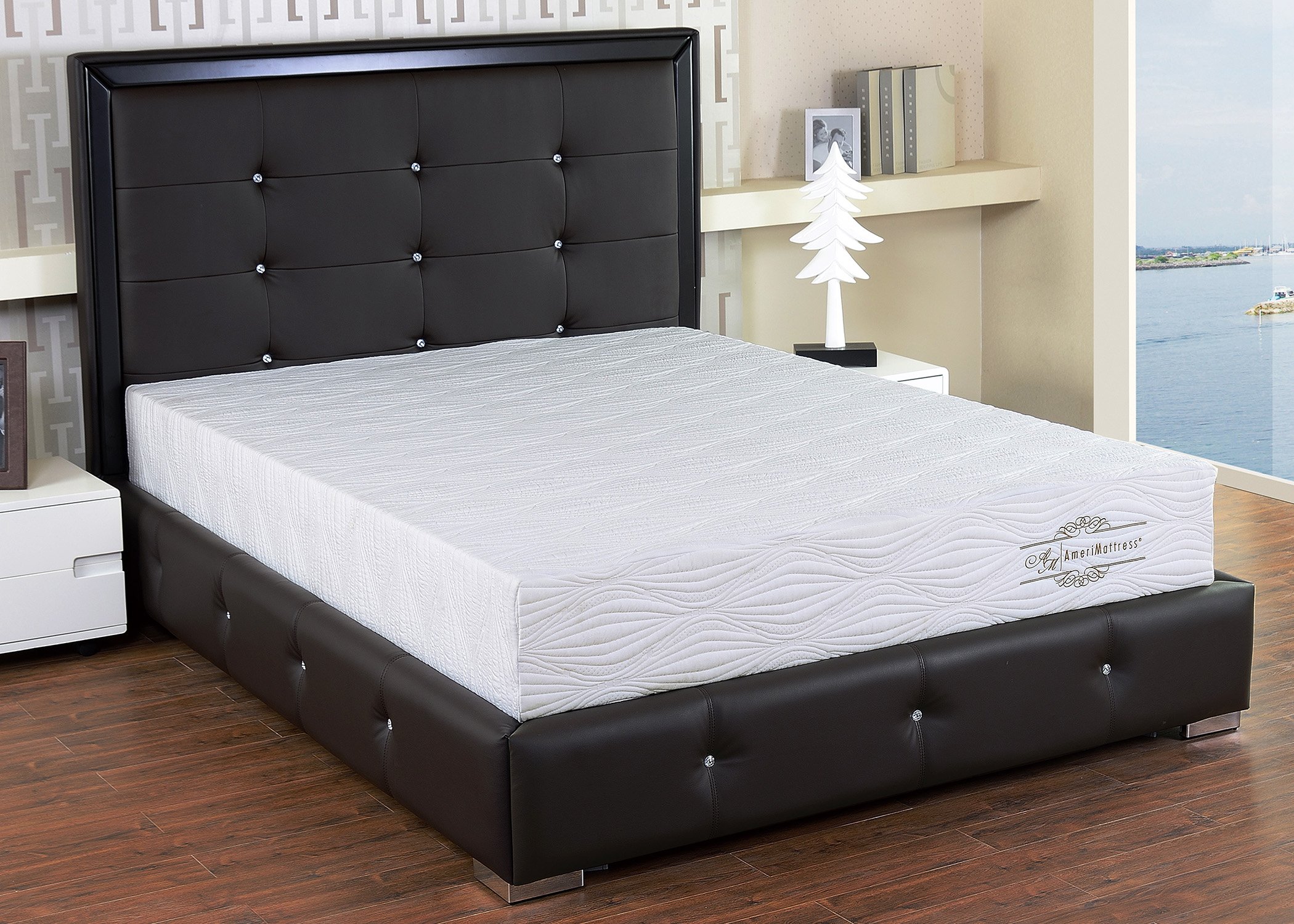 Viscogel-8-qm 8 In. Viscogel Queen Mattress White Polyester And Rayon