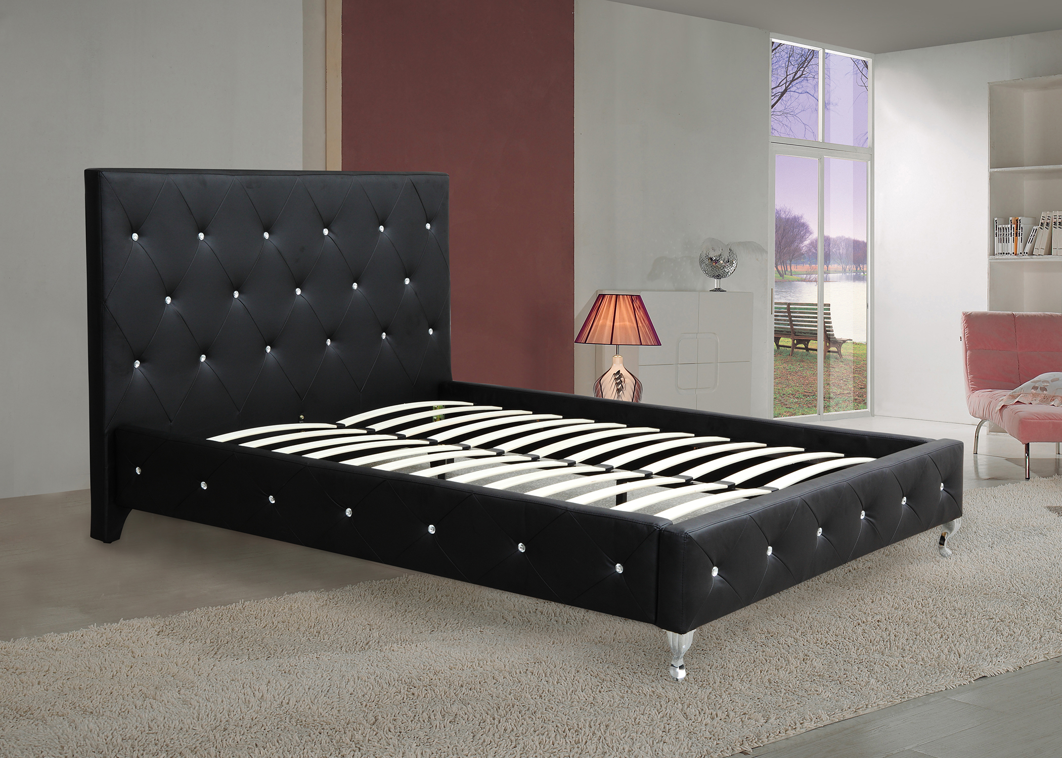 Ac-bed16-black-storage Bench Bonded Leather