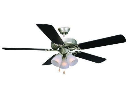 153957 Millbridge 52 In. 3-light 5-blade Ceiling Fan, Black Or Light Maple Blades, Satin Nickel Finish