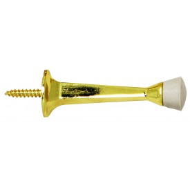 3 In. Cast Door Stop, Polished Brass Finish