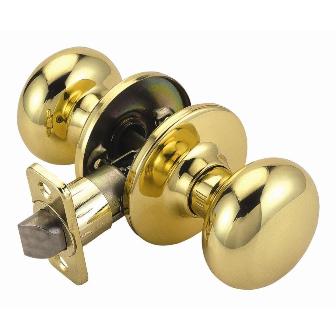 Cambridge Universal Latch Passage Door Knob, Adjustable Backset, Polished Brass Finish