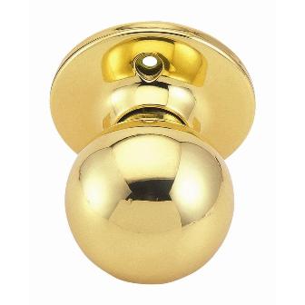 Ball Dummy Door Knob, Reversible For Left Or Right Handed Doors, Polished Brass Finish