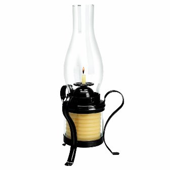 20625b 40 Hour Coil Candle With Hurricane Lamp - Black
