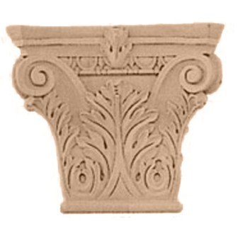 6.25 In. W X 4.37 In. Bw X 2.25 In. D X 5.62 In. H Small Floral Roman Corinthian Capital Fits Pilasters Up To 3.87 In. W X 1 In. D, Lindenwood