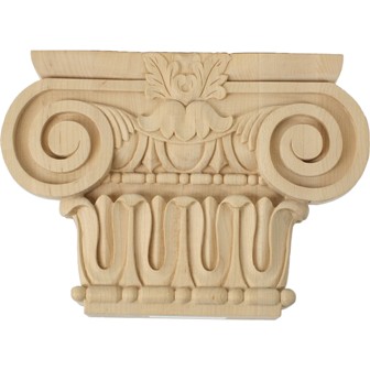 Cap07x02x05brch 7 In. W X 3.87 In. Bw X 2 In. D X 5.62 In. H Small Bradford Roman Ionic Capital Fits Pilasters Up To 3.87 In. W X 1 In. D, Cherry
