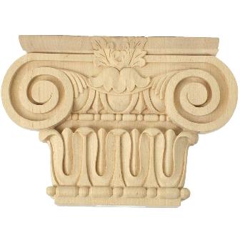 Cap07x02x05brma 7 In. W X 3.87 In. Bw X 2 In. D X 5.62 In. H Small Bradford Roman Ionic Capital Fits Pilasters Up To 3.87 In. W X 1 In. D, Maple