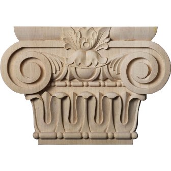 10.75 In. W X 5.62 In. Bw X 2.25 In. D X 7.5 In. H Medium Bradford Roman Ionic Capital Fits Pilasters Up To 5.62 In. W X 1.37 In. D, Maple