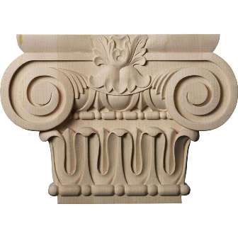 12.87 In. W X 6.25 In. Bw X 2.62 In. D X 9.12 In. H Large Bradford Roman Ionic Capital Fits Pilasters Up To 6.25 In. W X 2 In. D, Alder