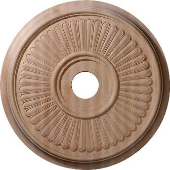24 In. Od X 2.25 In. P Carved Berkshire Ceiling Medallion, Red Oak