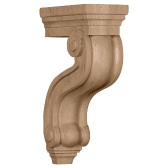 3.87 In. W X 8 In. D X 13 In. H Los Angeles Hollow Back Corbel, Red Oak, Architectural Accent
