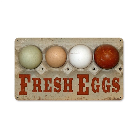 Aif001 Fresh Eggs Home And Garden Metal Sign