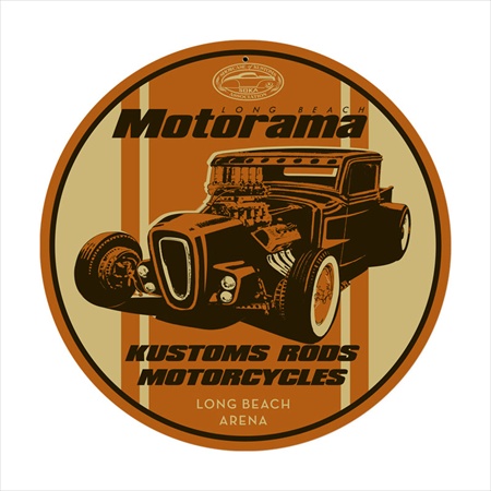 Past Time Signs INK008 Kustom Rods Motorcycles Automotive Round Metal Sign Past Time Signs INK008 Kustom Rods Motorcycles Automotive Round Metal Sign