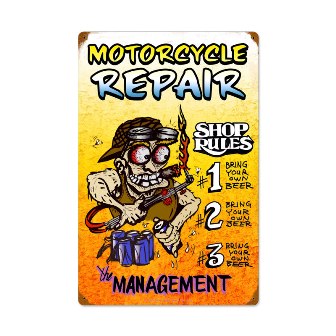 Past Time Signs MLK115 Motorcycle Repair Shop Rules Motorcycle Vintage Metal Sign Past Time Signs MLK115 Motorcycle Repair Shop Rules Motorcycle Vintage Metal Sign