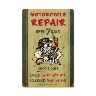 Past Time Signs MLK119 Motorcycle Repair Shop Hours Motorcycle Vintage Metal Sign Past Time Signs MLK119 Motorcycle Repair Shop Hours Motorcycle Vintage Metal Sign