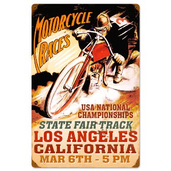 Past Time Signs PTS038 La Motorcycle Races Motorcycle Vintage Metal Sign Past Time Signs PTS038 La Motorcycle Races Motorcycle Vintage Metal Sign