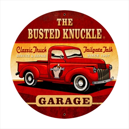 Bust067 Old Truck Automotive Round Metal Sign