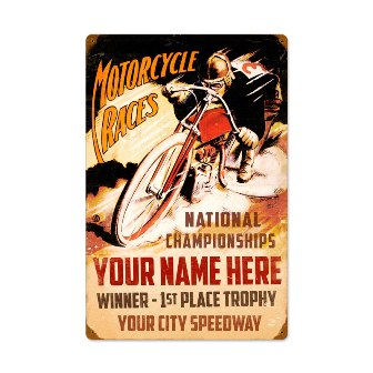 Past Time Signs PV027 Motorcycle Races Automotive Vintage Metal Sign Past Time Signs PV027 Motorcycle Races Automotive Vintage Metal Sign