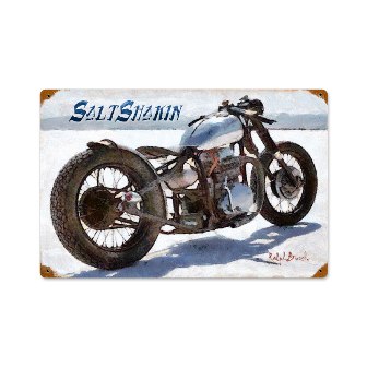 Past Time Signs RB033 Salt Shakin Motorcycle Vintage Metal Sign Past Time Signs RB033 Salt Shakin Motorcycle Vintage Metal Sign
