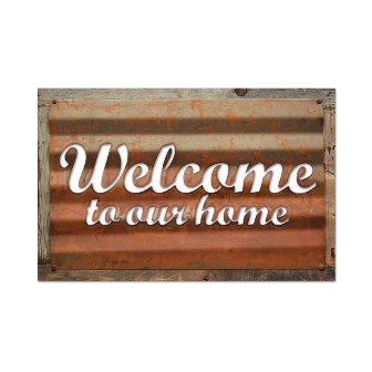 Rcb002 Welcome Home And Garden Corrugated Rustic Barn Wood Sign