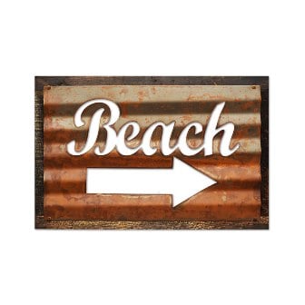 Beach Home And Garden Corrugated Rustic Barn Wood Sign