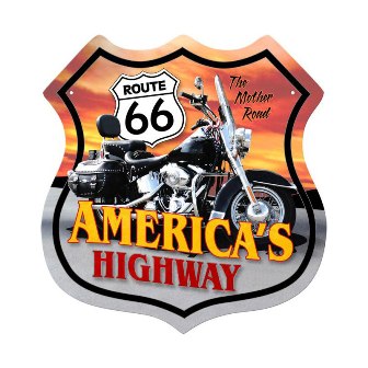 Past Time Signs RD004 Route 66 Motorcycle Shield Metal Sign Past Time Signs RD004 Route 66 Motorcycle Shield Metal Sign